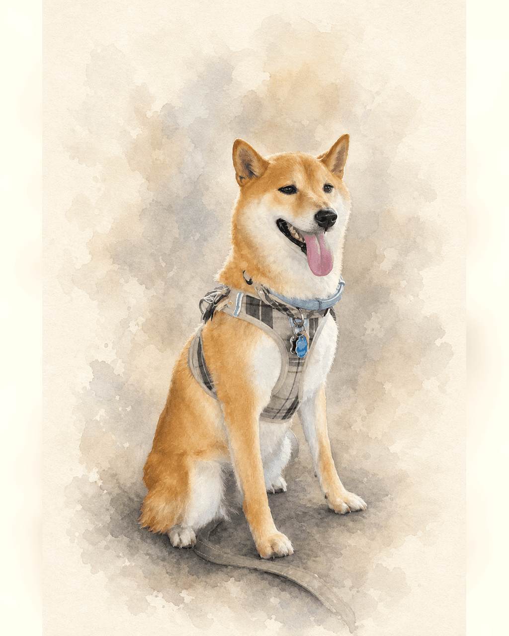 Shiba Inu Soft Watercolor portrait