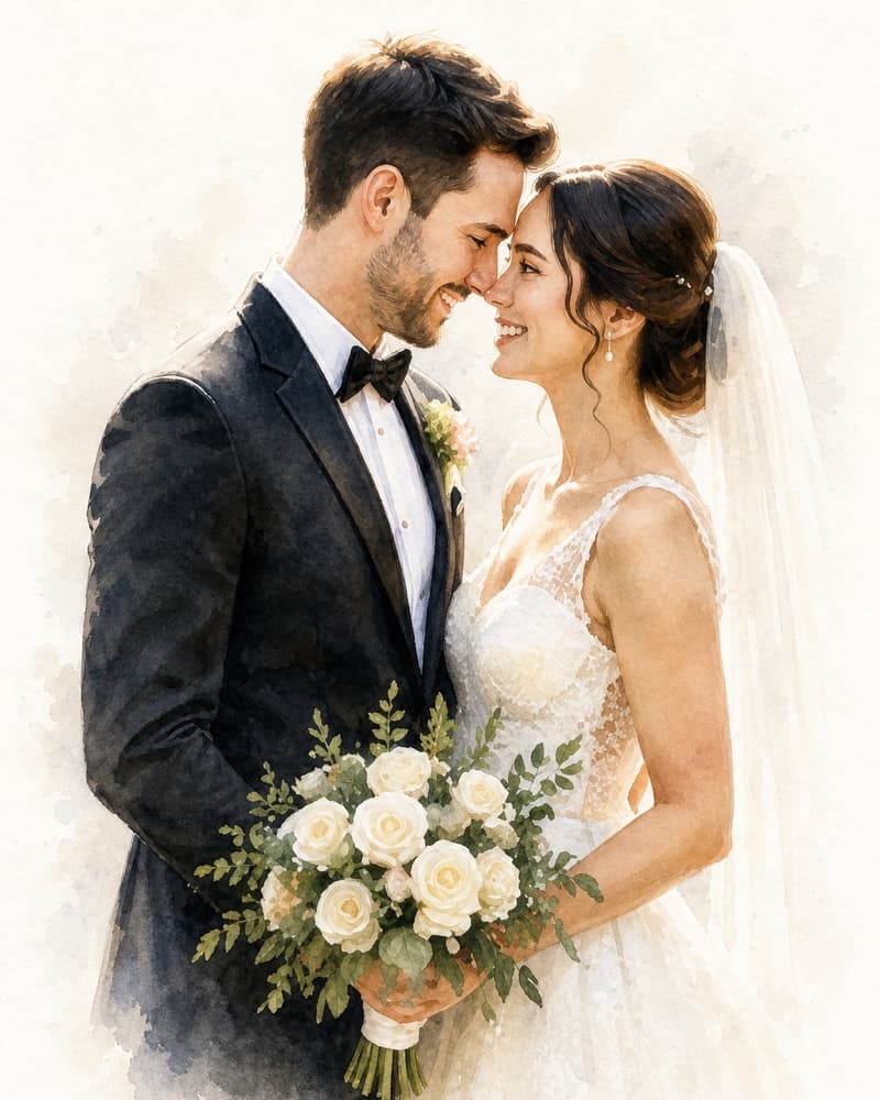 Wedding portrait with a gallery background