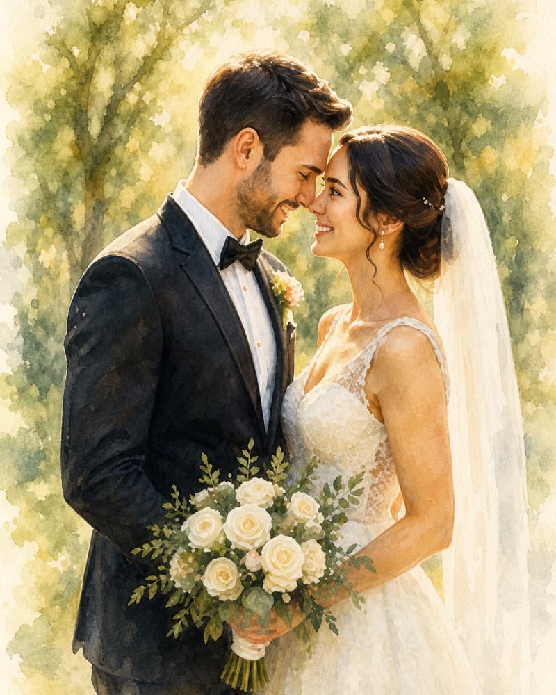 Wedding portrait with its natural setting